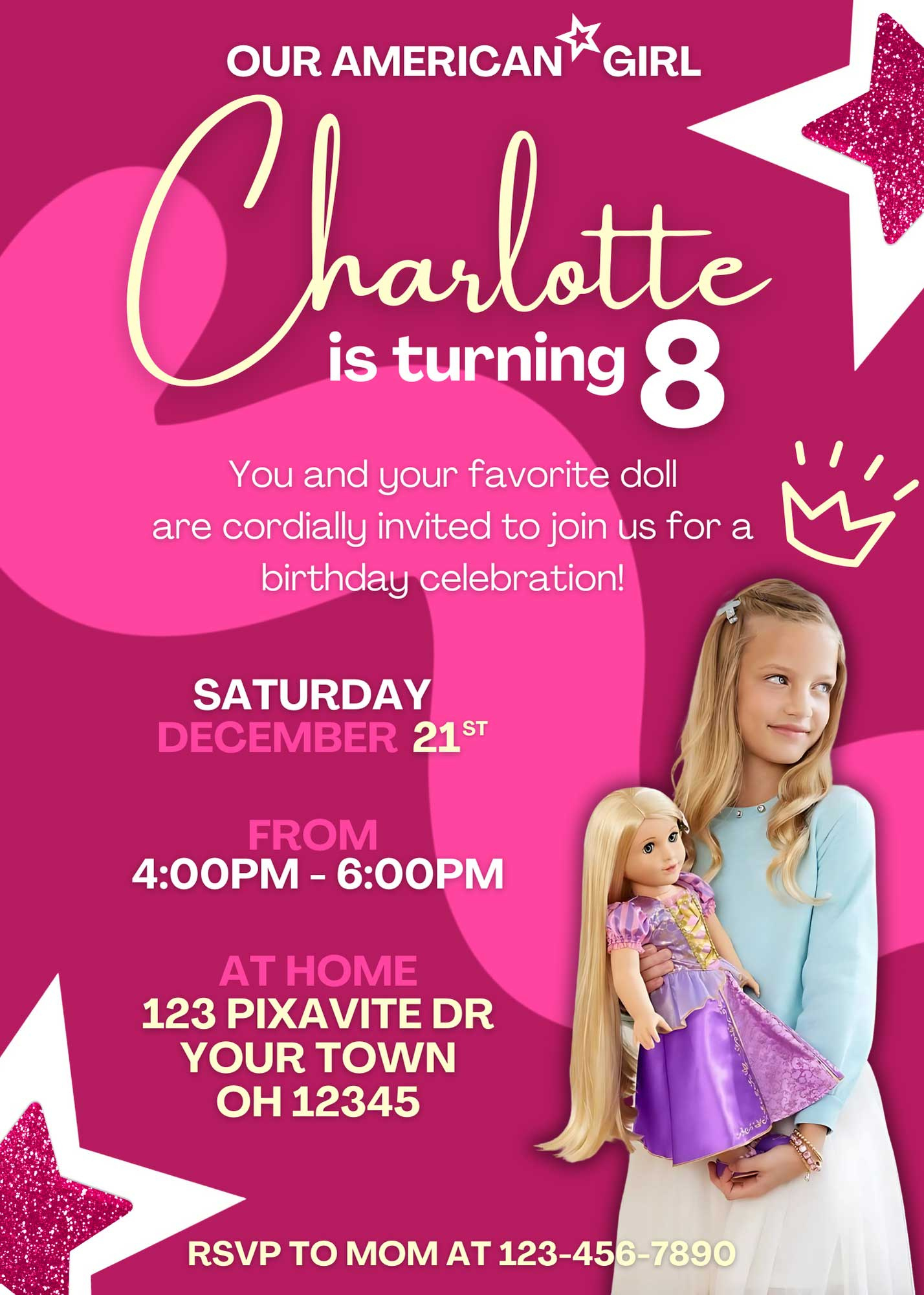 Editable American Girl Birthday Invitation Template | Sweet Invite regarding American Girl Party Invitations Free Printable