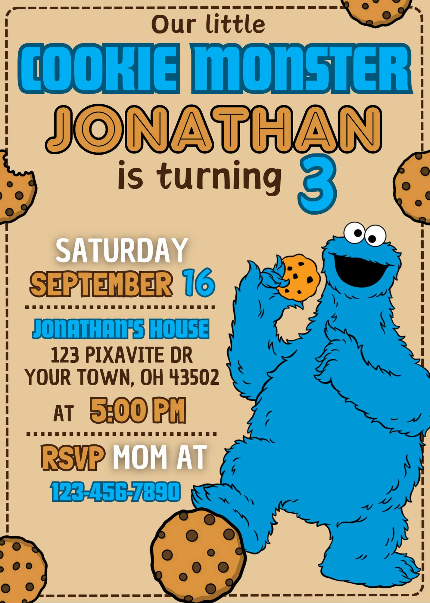 Editable Cookie Monster Birthday Invitation Template | Sweet Invite pertaining to Free Printable Cookie Monster Birthday Invitations