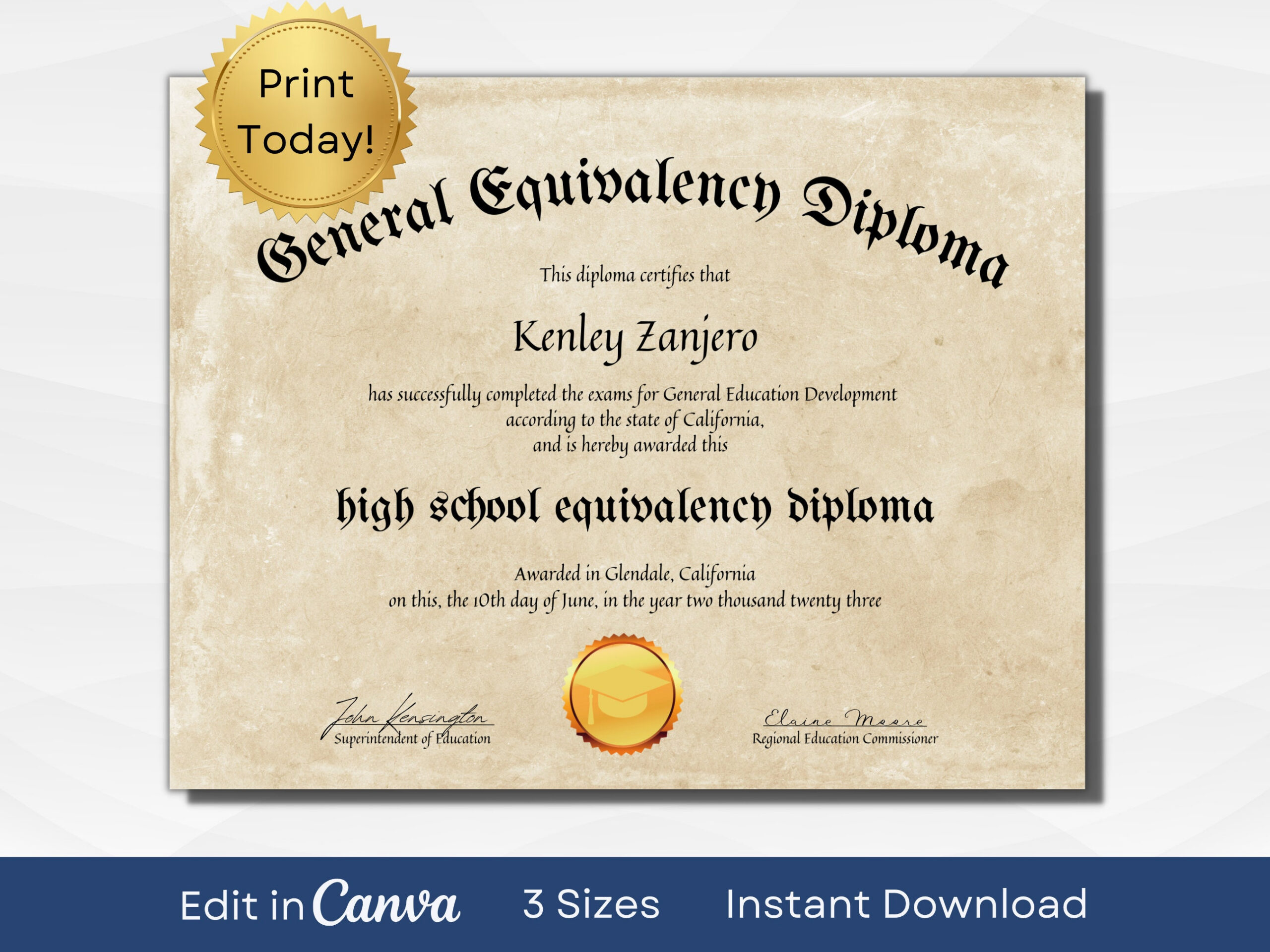 Editable Ged Certificate Template | Printable High School Diploma regarding Printable Fake Ged Certificate For Free