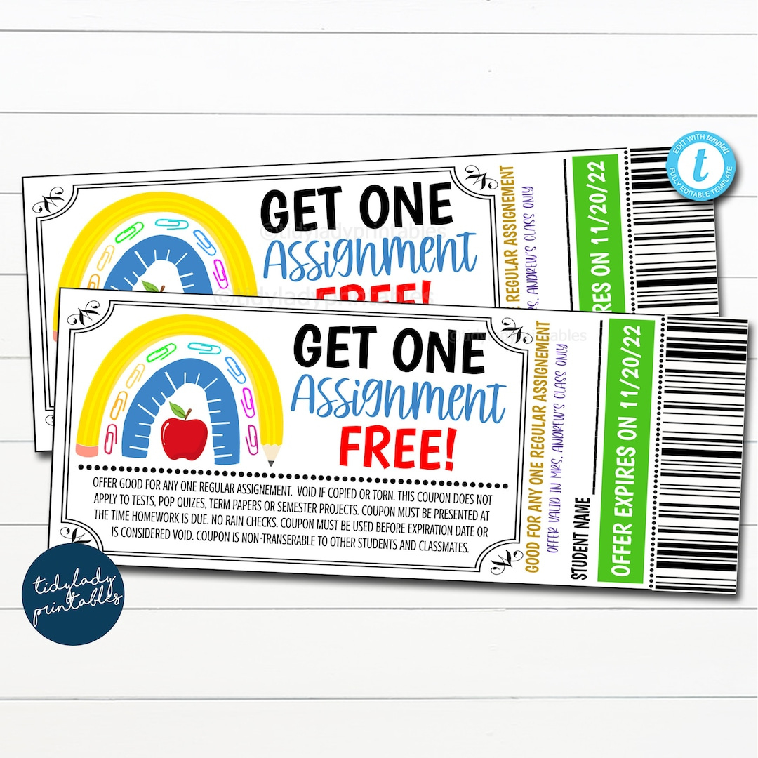 Editable Homework Pass Coupon: Student Classroom Incentive inside Free Printable Homework Pass Coupon