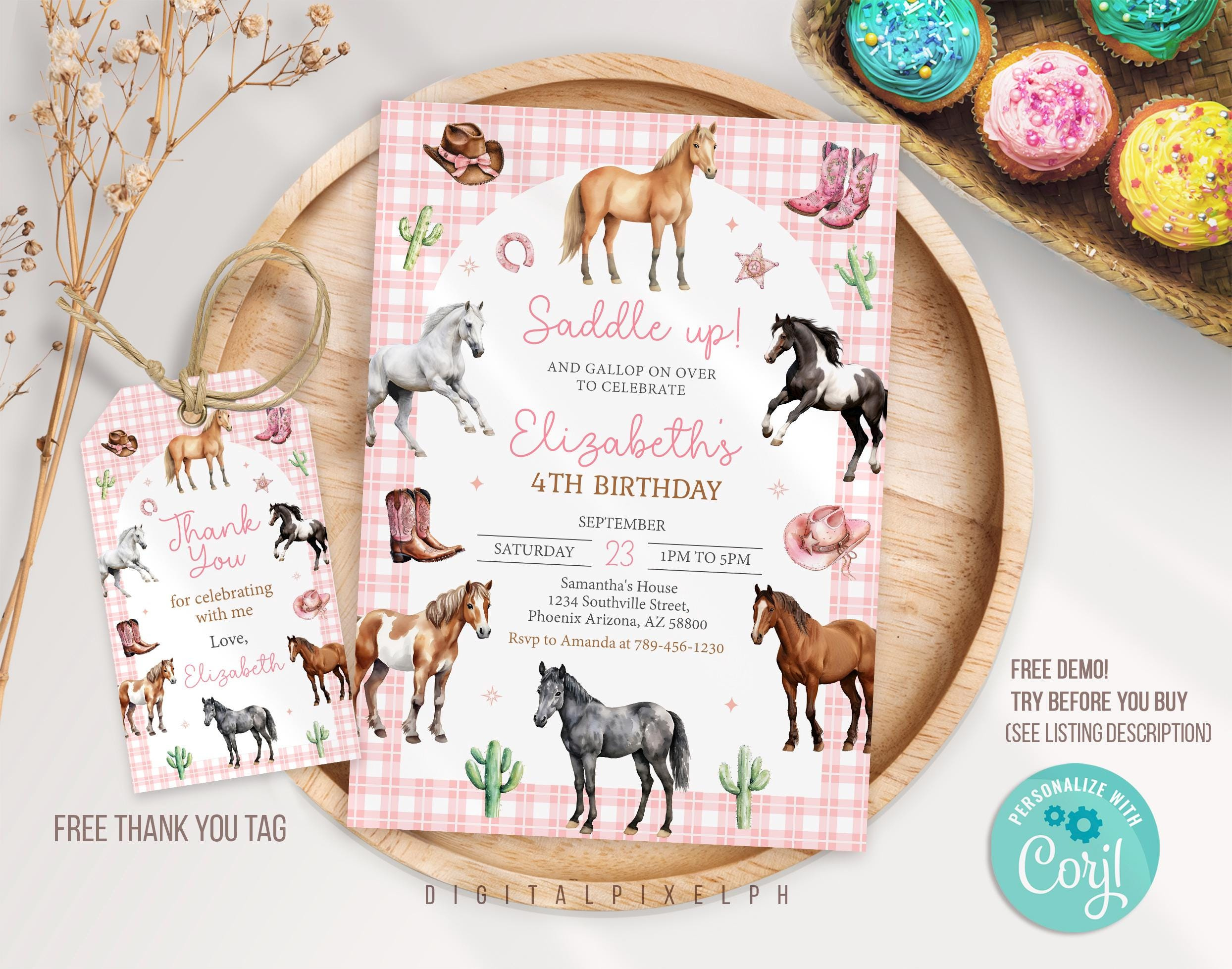 Editable Horse Birthday Invitation Template, Cowgirl Birthday pertaining to Free Printable Horse Themed Birthday Party Invitations