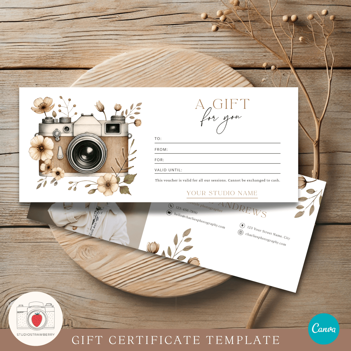 Editable Photography Gift Certificate Template With Watercolor throughout Free Printable Photography Gift Certificate Template