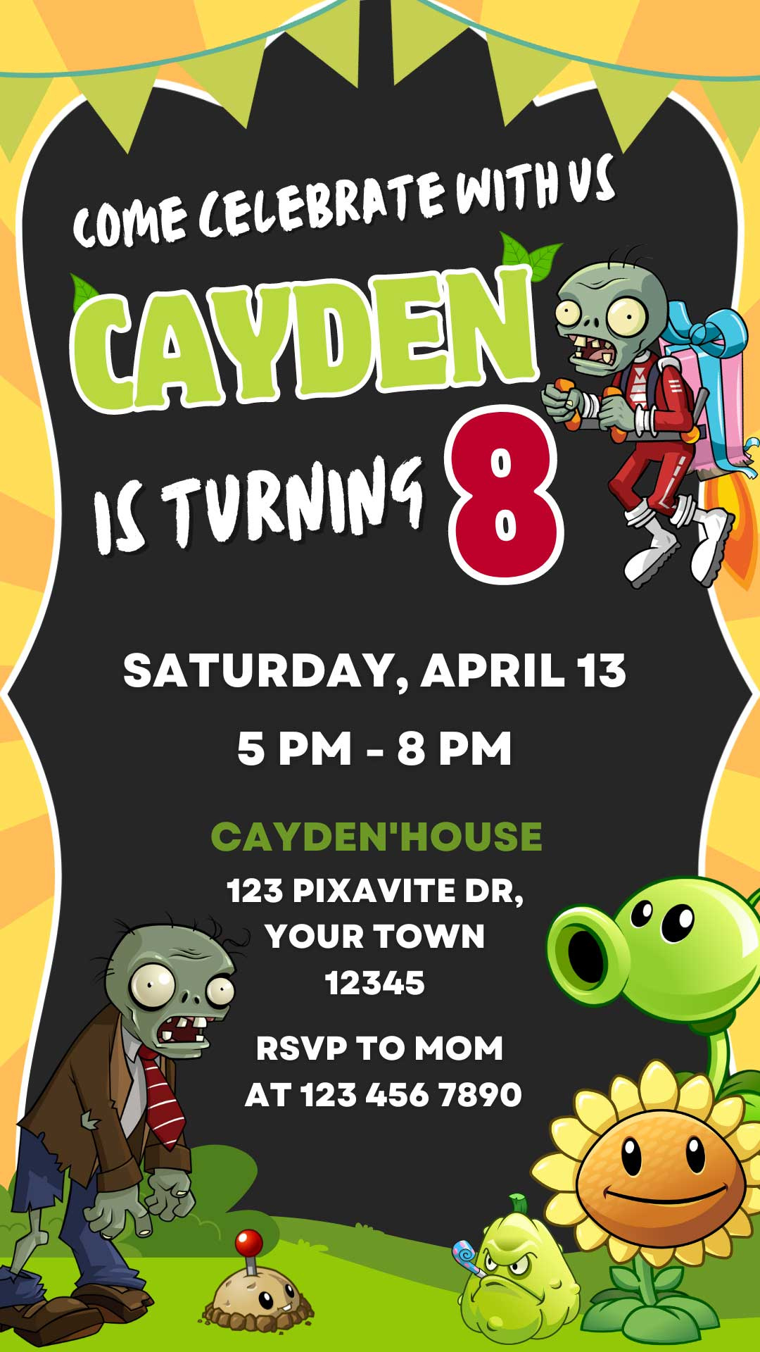 Editable Plants Vs Zombies Birthday Invitation Template | Awesome Invite with regard to Plants Vs Zombies Free Printable Invitations