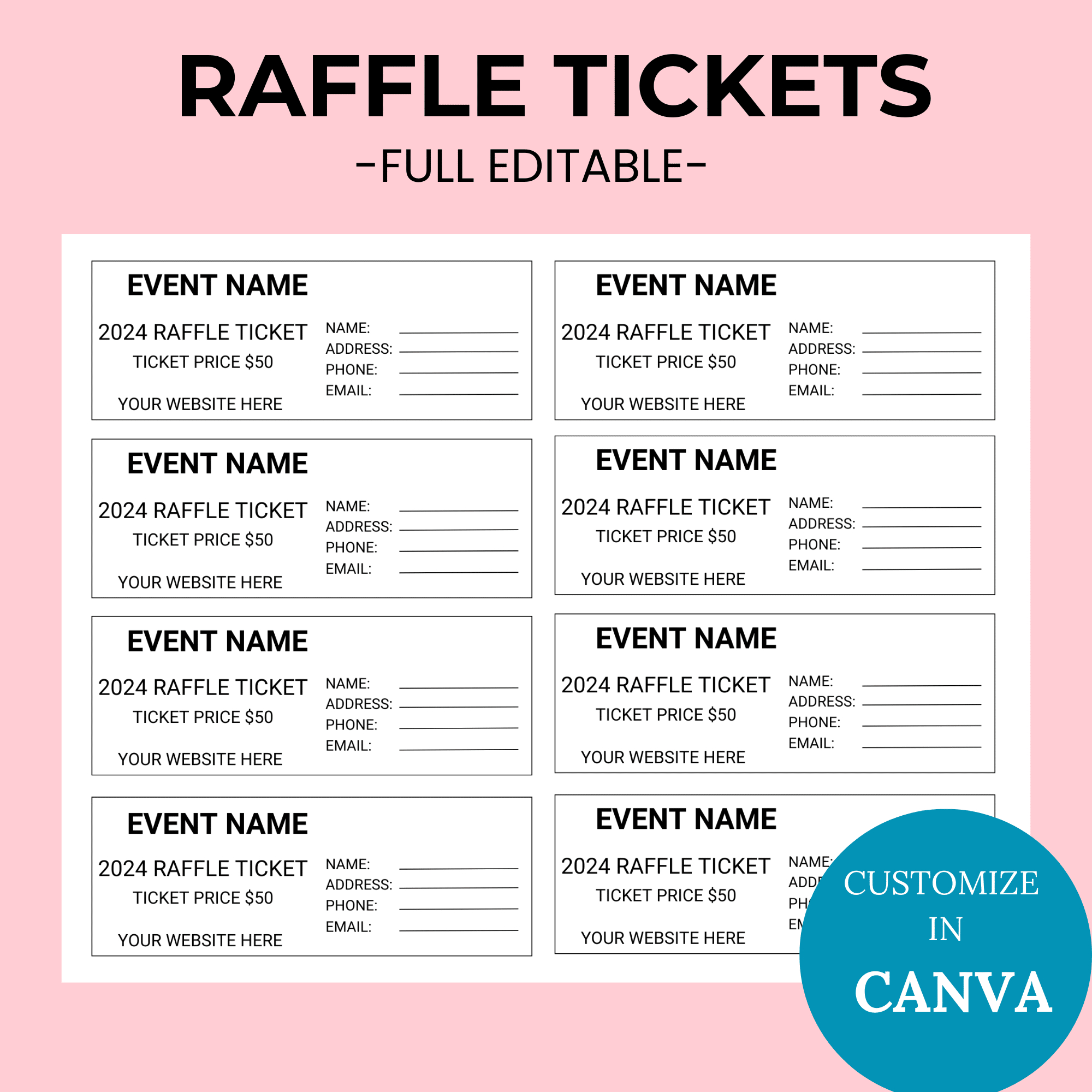 Editable Raffle Ticket Printable with Free Printable Raffle Tickets