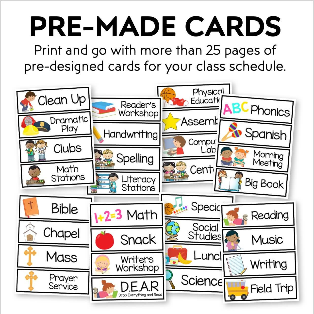 Editable Schedule Cards - Daily Schedule - Kinder Craze pertaining to Free Printable Schedule Cards