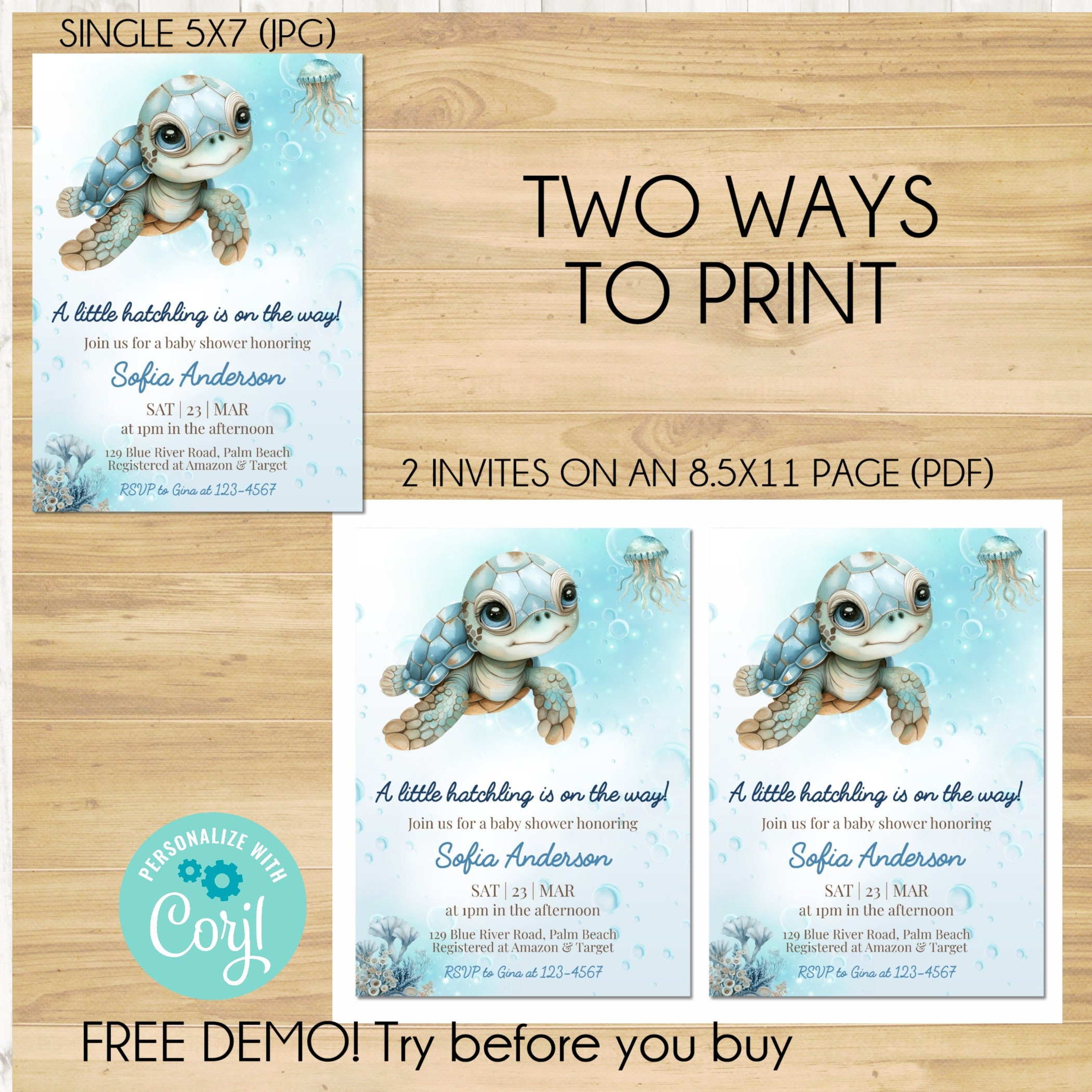 Editable Sea Turtle Baby Shower Invitation, Under The Sea Baby Boy within Free Printable Turtle Baby Shower Invitations