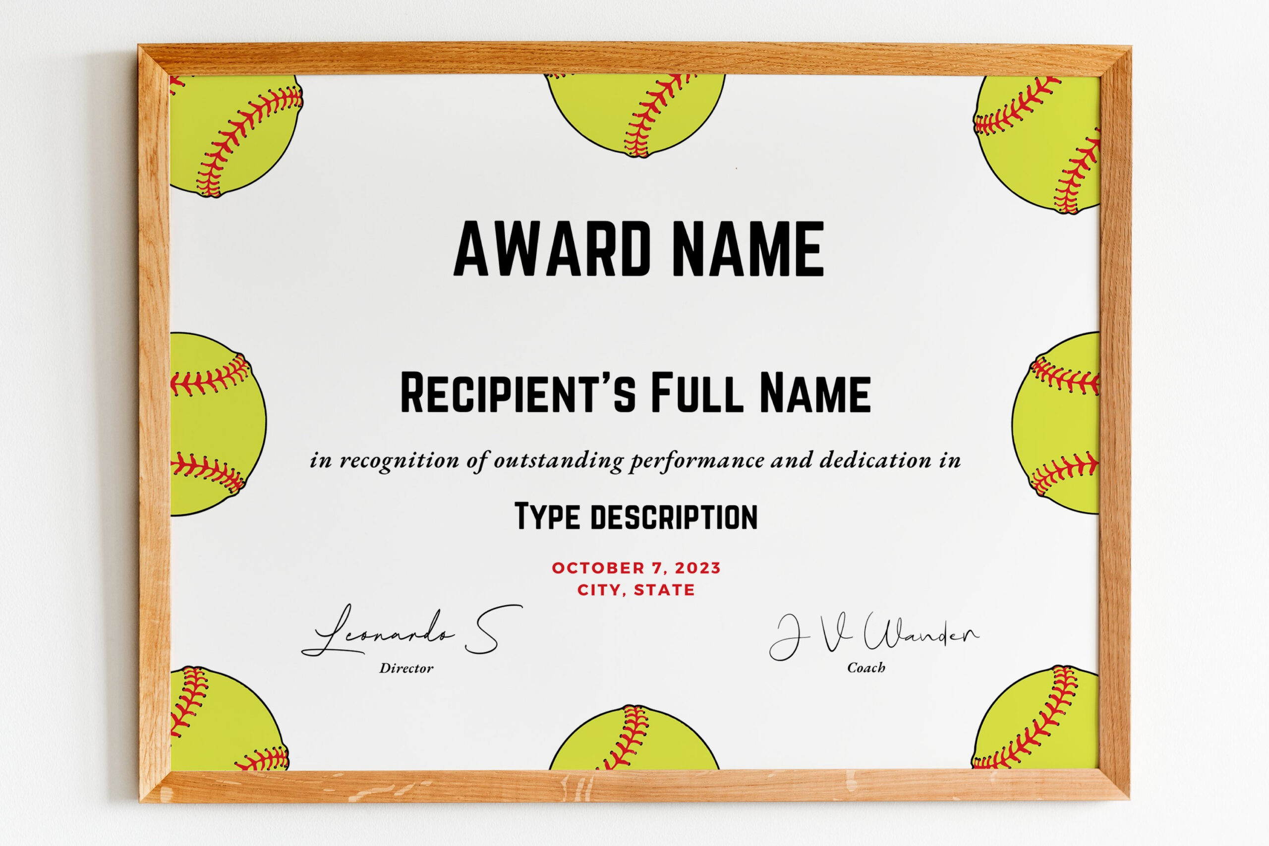 Editable Softball Award Certificate Template, Printable intended for Free Printable Softball Award Certificates