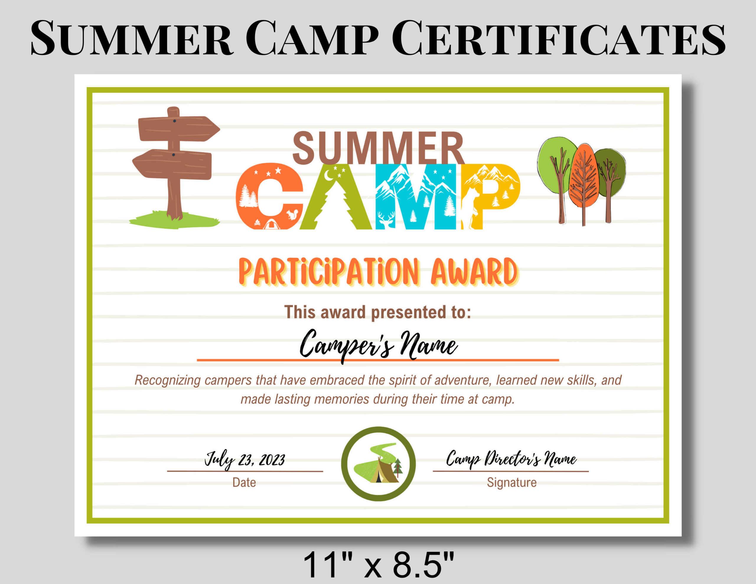 Editable Summer Camp Certificates | Personalize And Celebrate Camp within Free Printable Camp Certificates