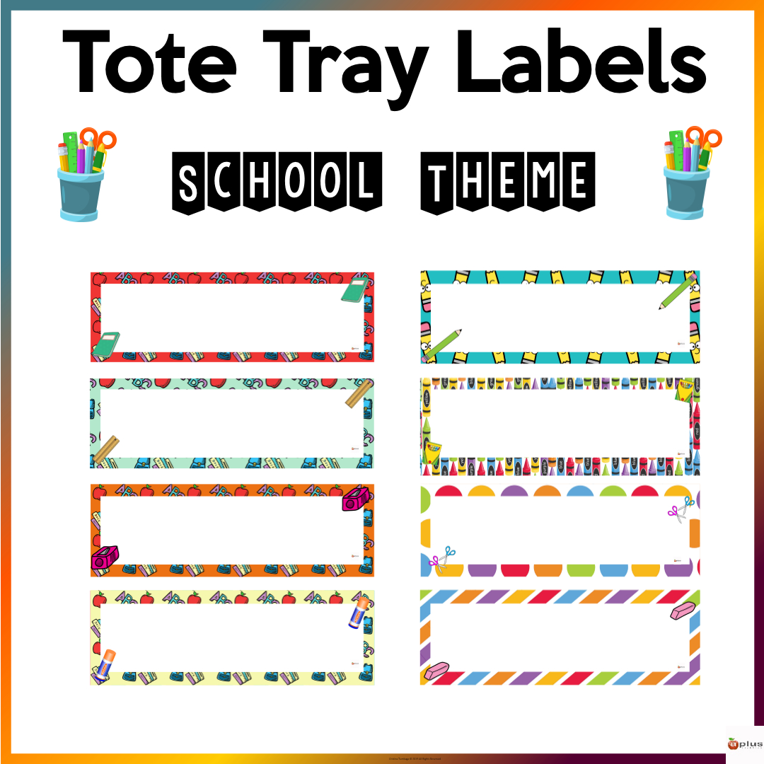 Editable Tote Tray Labels School Theme | Madeteachers with Free Printable Classroom Tray Labels