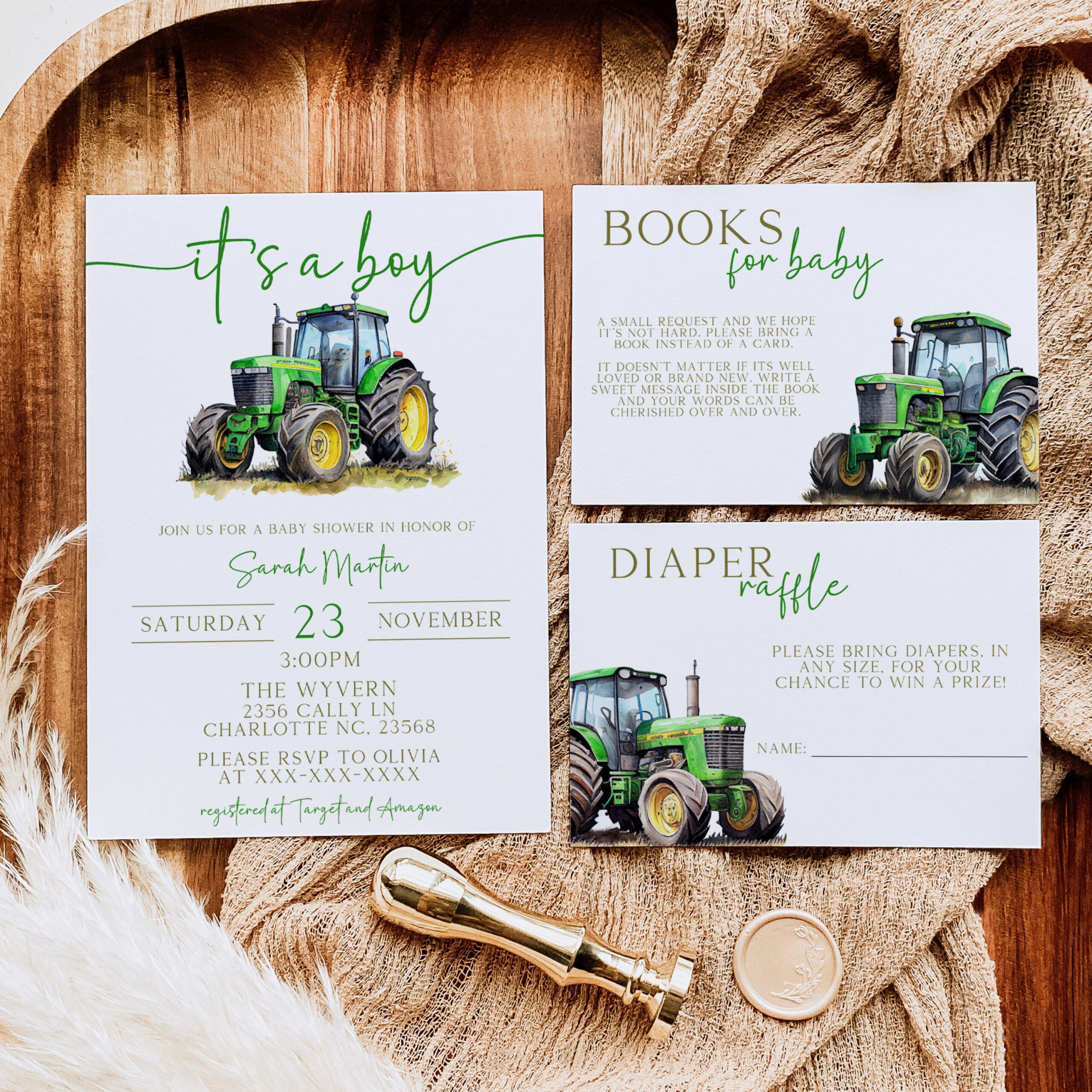 Editable Tractor Baby Shower Invitation, Green Tractor Invitation for Free Printable John Deere Baby Shower Invitations