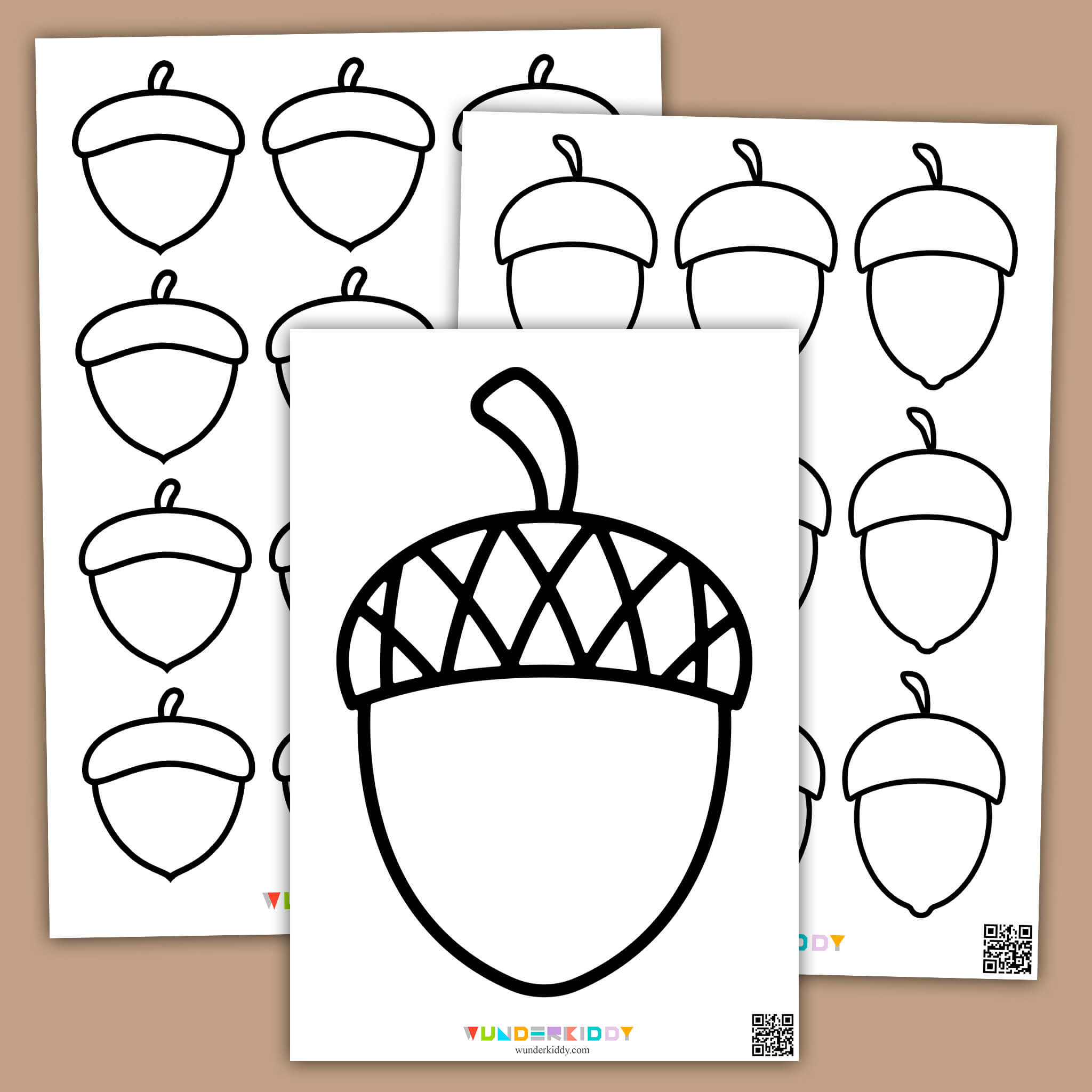 Eicheln Zum Ausmalen Für Kinder Zum Ausdrucken pertaining to Acorn Template Free Printable