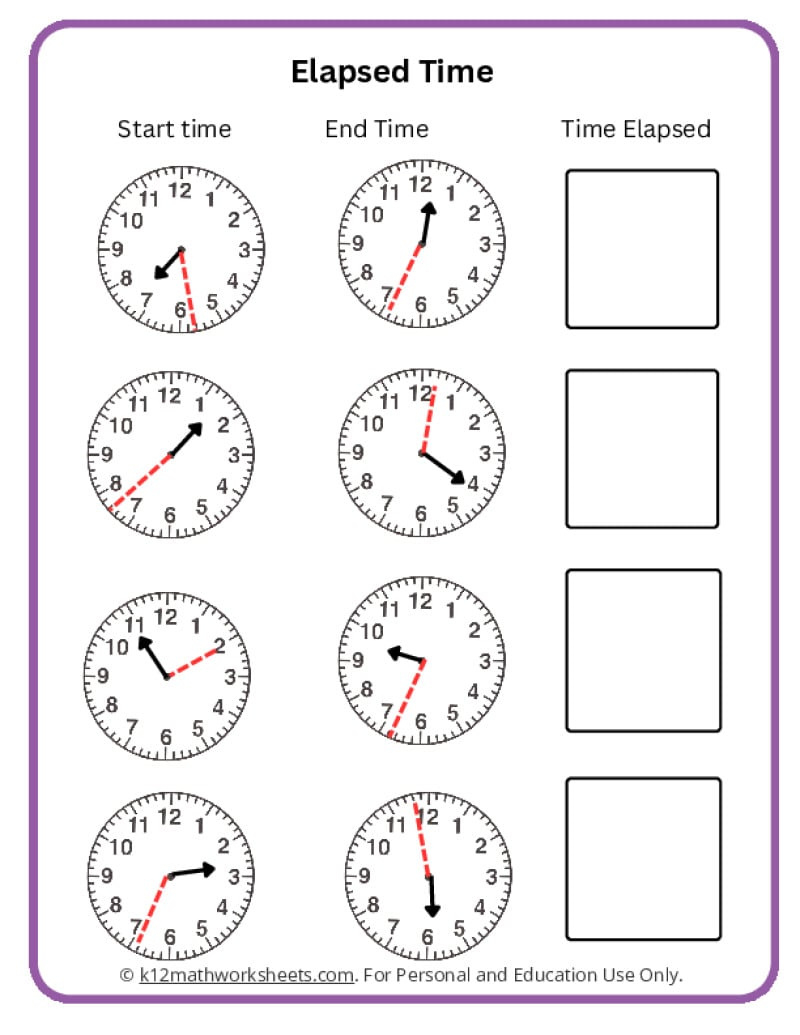 Elapsed Time Worksheets - K12 Math Worksheets within Elapsed Time Worksheets Free Printable