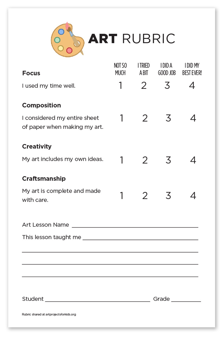 Elementary Art Rubric: Free Download · Art Projects For Kids with regard to Free Printable Art Rubrics