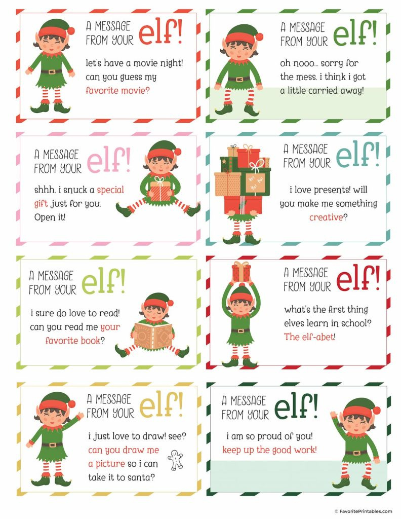 Elf On The Shelf Notes And Jokes, Free Printable Set Of 24 Cards with Free Printable Elf On The Shelf Notes