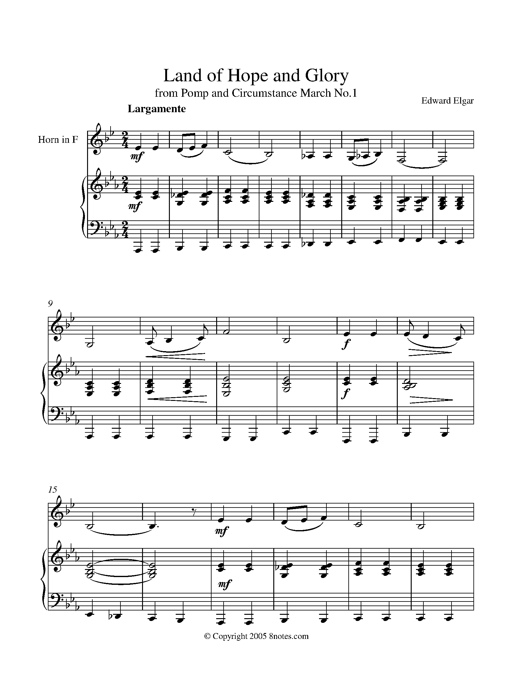 Elgar, Edward - Land Of Hope And Glory (Pomp And Circumstance inside Free Printable Sheet Music Pomp And Circumstance