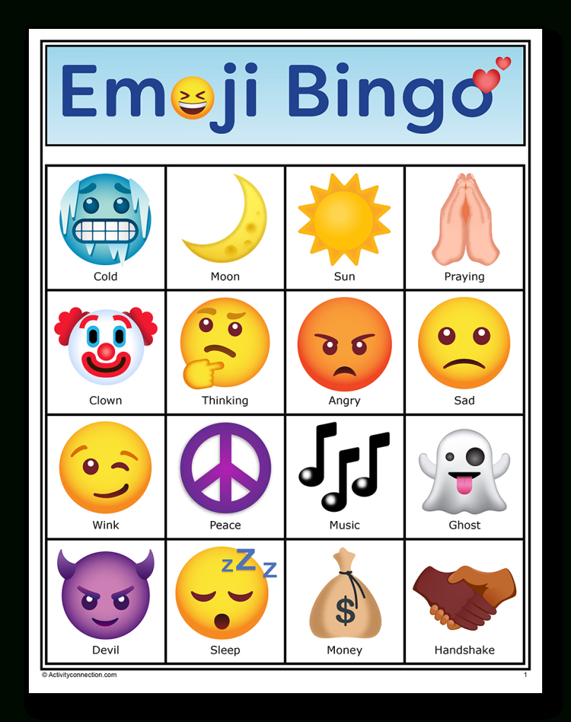 Emoji Picture Bingo (Printable) - Activity Connection in Free Emoji Bingo Printable