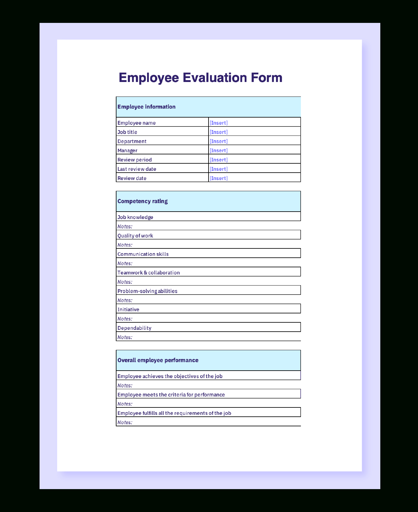 Employee Evaluation Template And Guide [Free Download] - Aihr with regard to Free Employee Evaluation Forms Printable