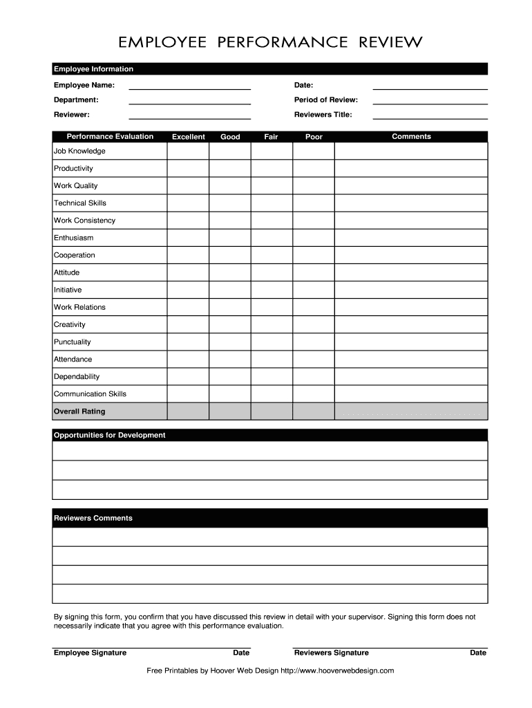 Employee Review Form - Fill Online, Printable, Fillable, Blank in Free Employee Evaluation Forms Printable