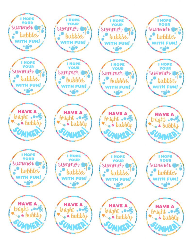 End Of School Year Summertime Bubble Gift Idea For Kids | Free within Free Printable Gift Tags For Bubbles
