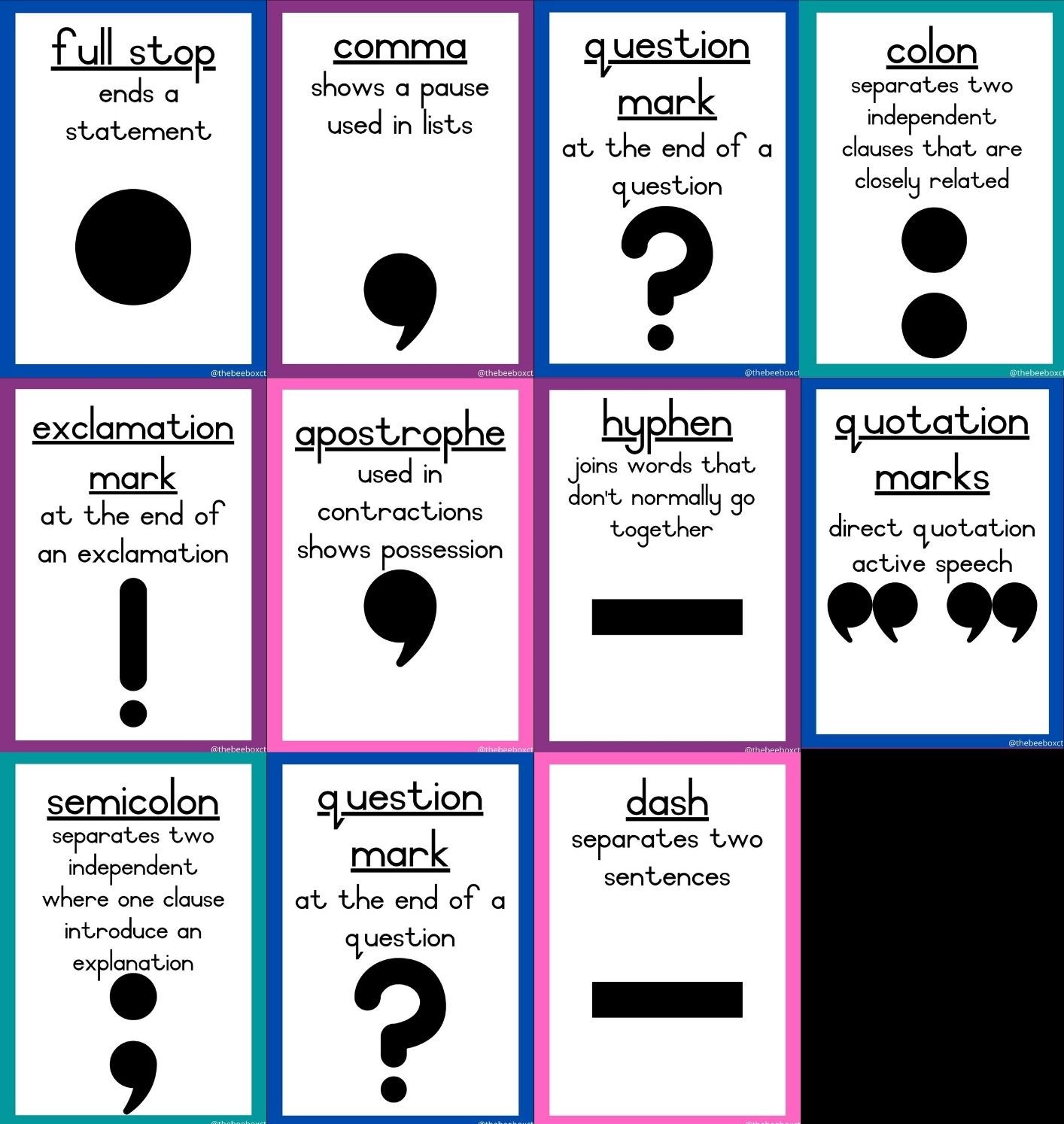 English Posters – Punctuation Marks • Teacha! - Worksheets Library with Punctuation Posters Printable Free