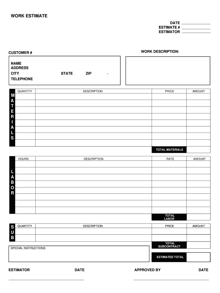 Estimate Template Free Download Pdf: Fill Out & Sign Online | Dochub throughout Free Printable Job Quote Forms