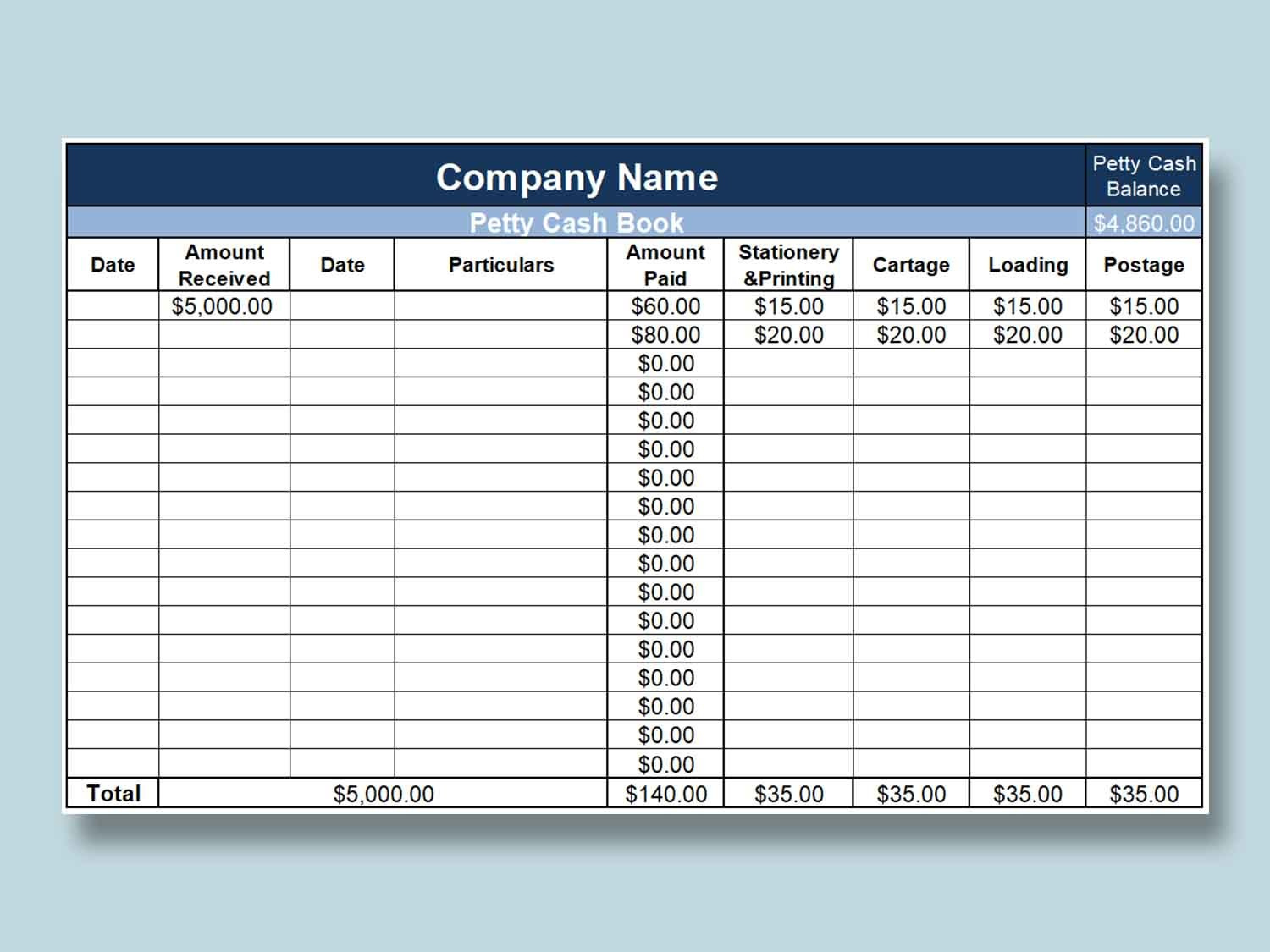 Excel Of Petty Cash Book.xlsx | Wps Free Templates pertaining to Free Cash Book Template Printable
