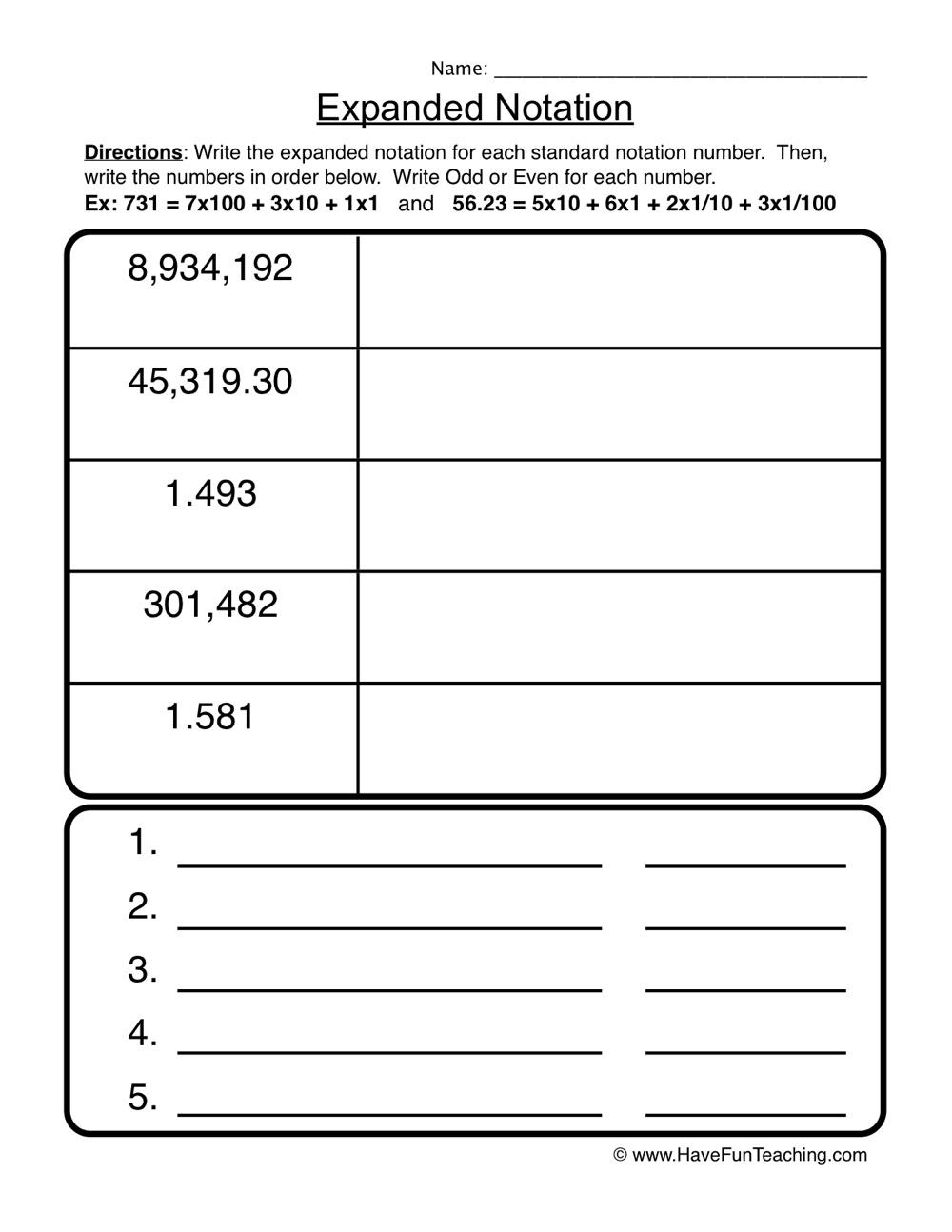 Expanded Notation Place Value Worksheet - Have Fun Teaching inside Free Printable Expanded Notation Worksheets