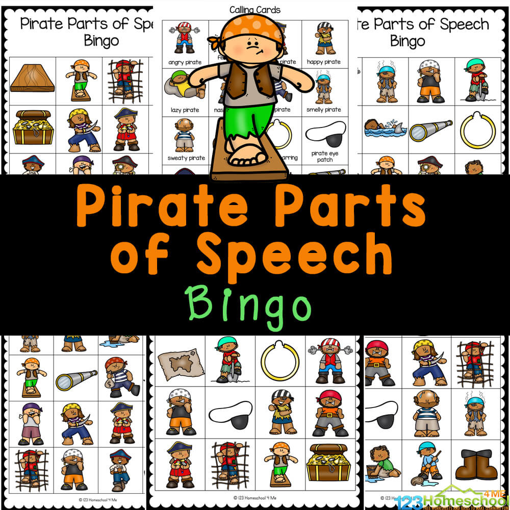 🏴☠️ Free Printable Pirate Parts Of Speech Bingo Game regarding Free Printable Parts Of Speech Bingo