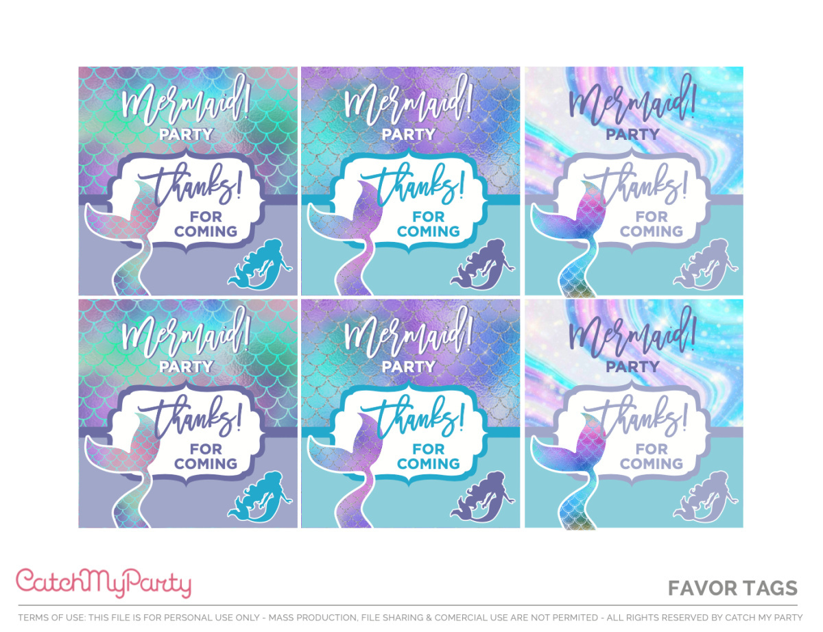 Fabulous Free Mermaid Party Printables! | Catch My Party inside Free Printable Mermaid Thank You Cards