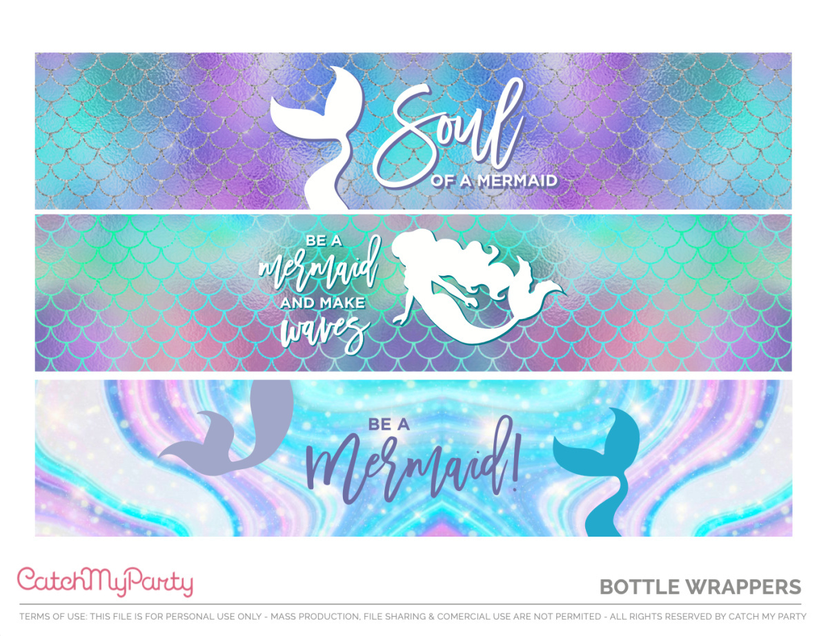 Fabulous Free Mermaid Party Printables! | Catch My Party regarding Free Printable Little Mermaid Water Bottle Labels