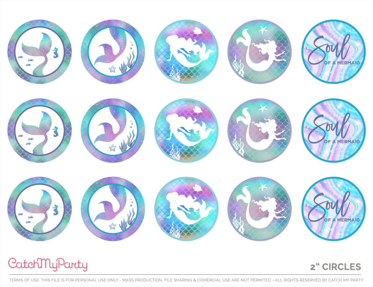 Fabulous Free Mermaid Party Printables! | Catch My Party throughout Free Printable Mermaid Cupcake Toppers