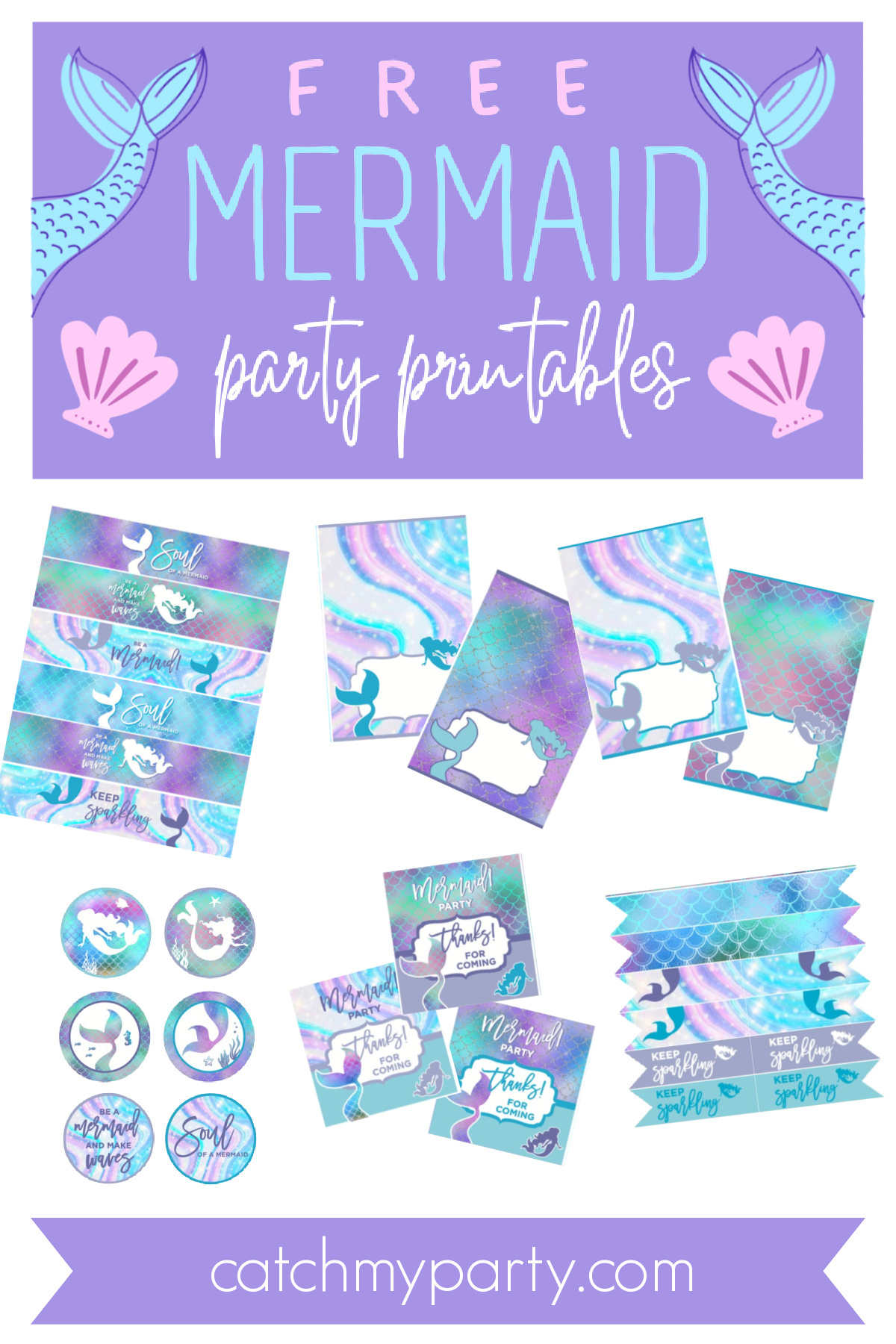 Fabulous Free Mermaid Party Printables! | Catch My Party with regard to Free Printable Mermaid Cupcake Toppers