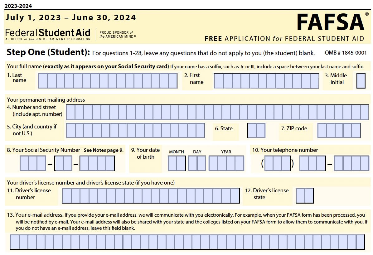 Fafsa Printable Signature Page pertaining to Free Printable Fafsa Application Form