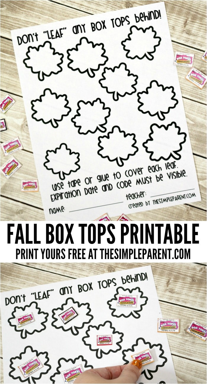 Fall Box Tops Printable Collection Sheet To Support Your School inside Free Printable Box Tops For Education