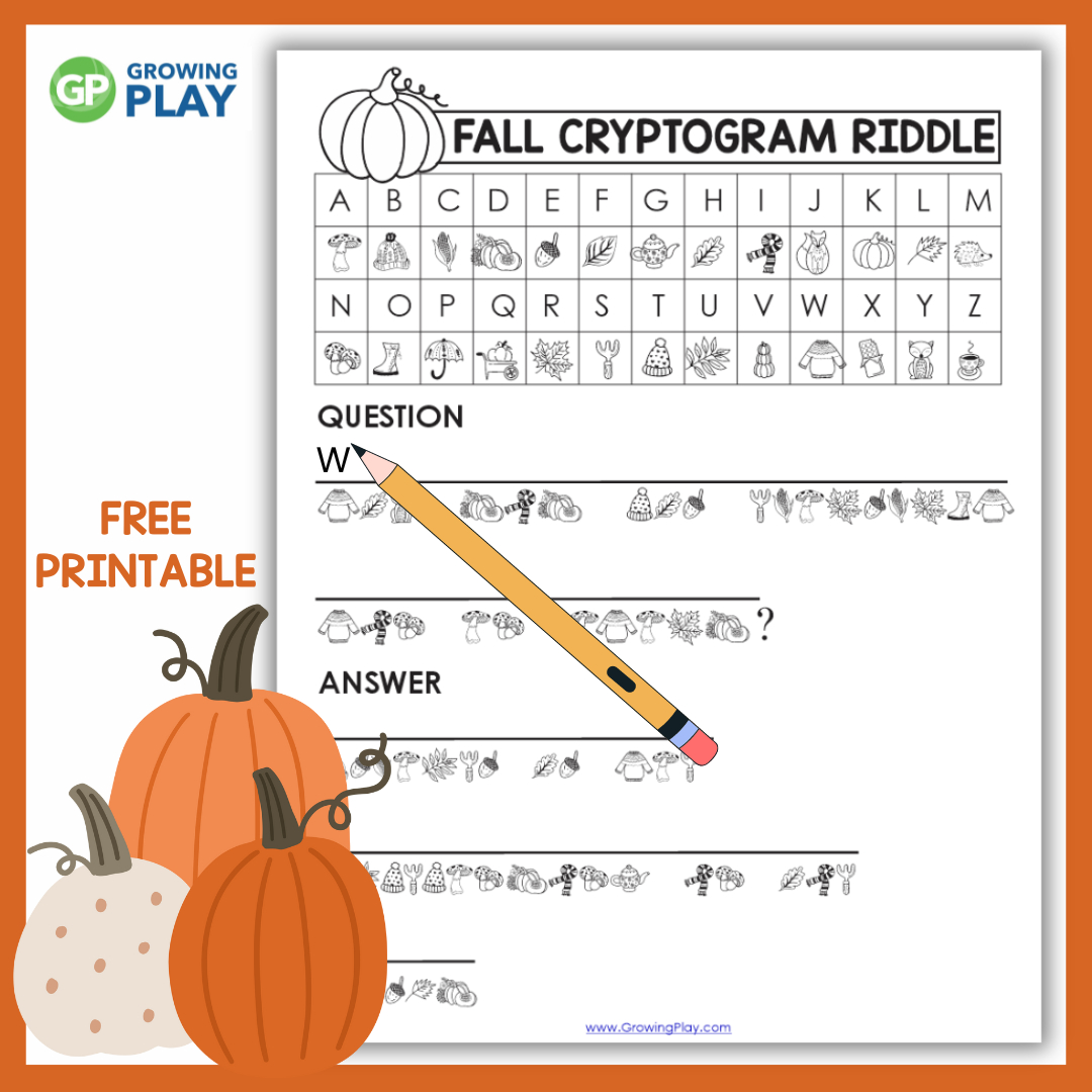 Fall Cryptogram Puzzle For Kids - Growing Play pertaining to Free Printable Cryptograms