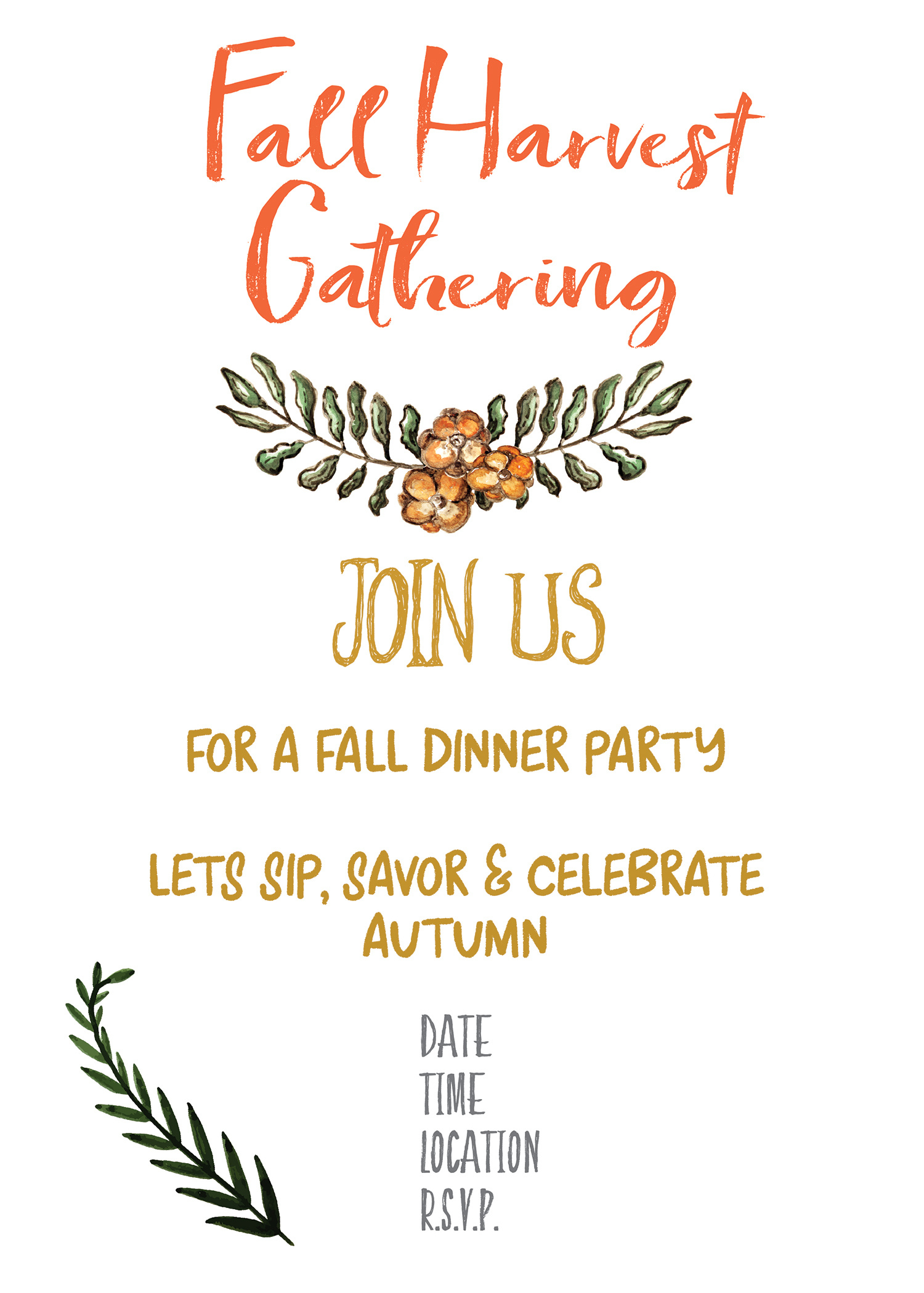 Fall Harvest Party Invitation Printable - Gather For Bread in Free Printable Fall Festival Invitations