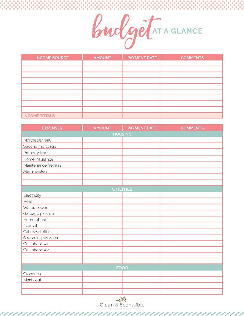 Family Binder Budgeting Printables - Clean And Scentsible in Free Printable Financial Binder