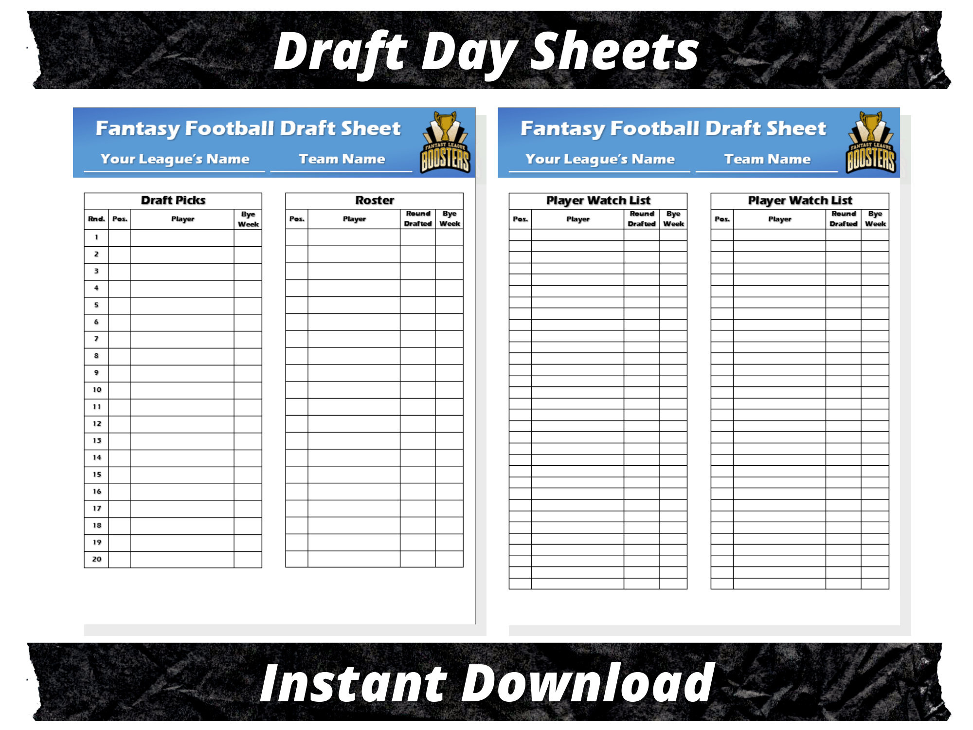 Fantasy Football Draft Sheets | 2025 Season | Microsoft Word regarding Free Fantasy Football Printable Draft Sheets