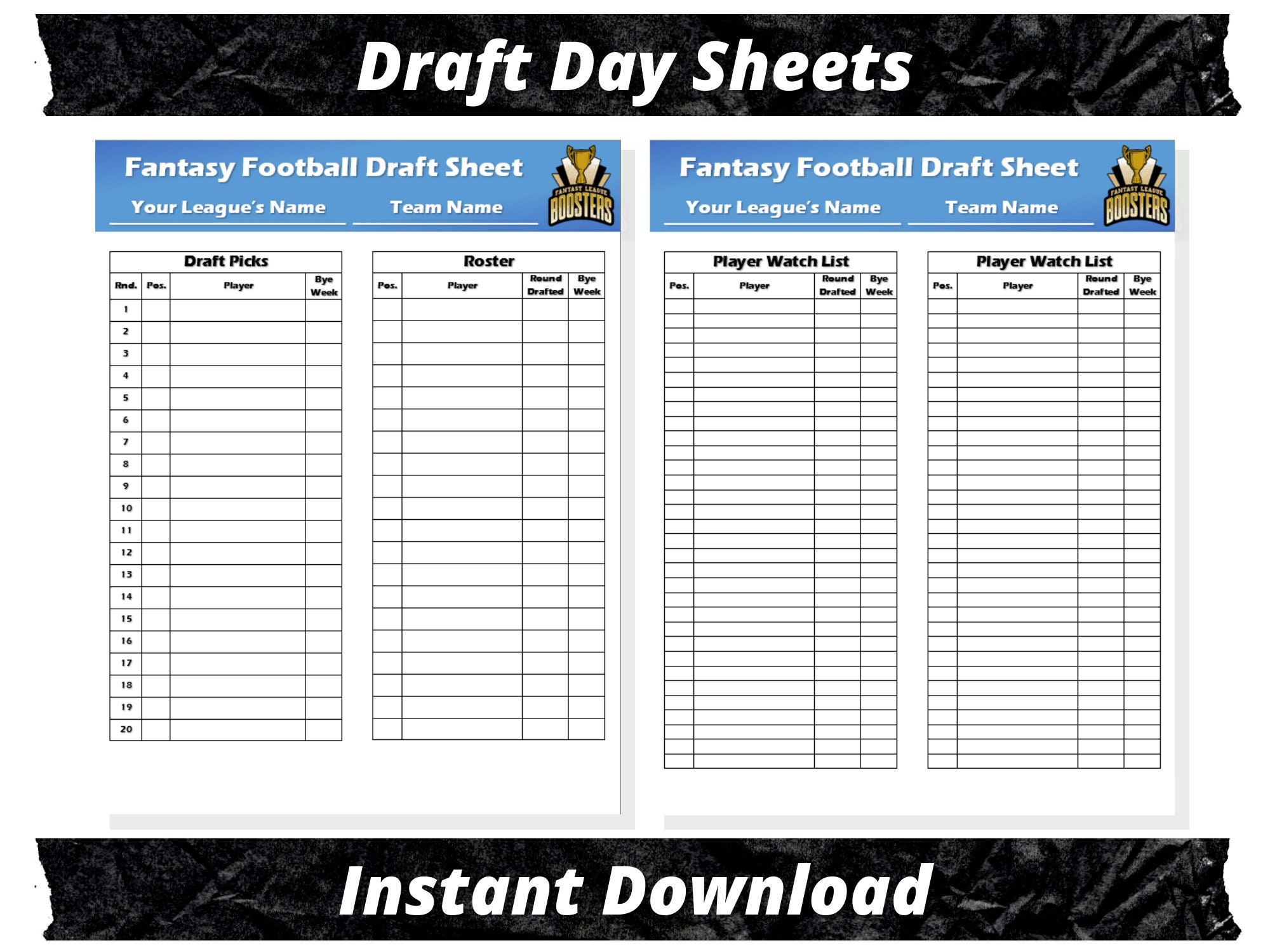 Fantasy Football Draft Sheets | 2025 Season | Microsoft Word with regard to Fantasy Football Draft Sheets Printable Free