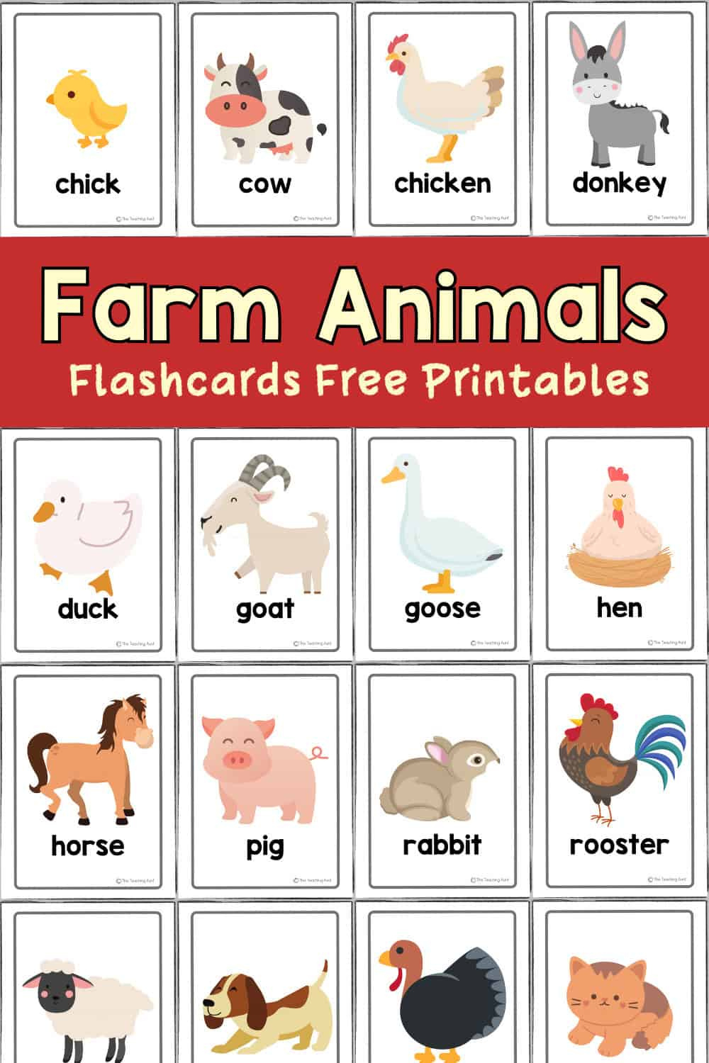 Farm Animals Flashcards - The Teaching Aunt within Free Printable Farm Animals