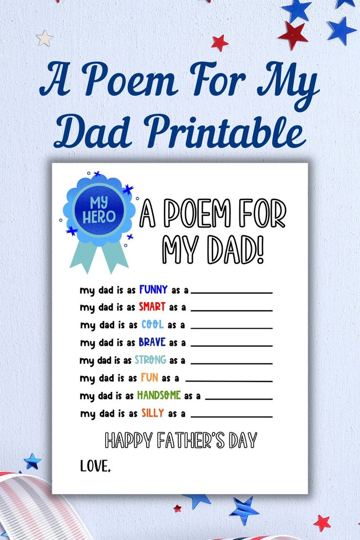 Father&amp;#039;S Day Poem Preschool for Free Printable Fathers Day Poems For Preschoolers