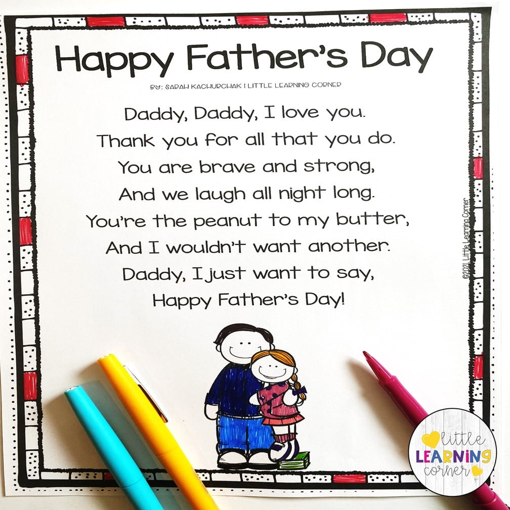 Father&amp;#039;S Day Poems For Kids | Free Handprint Keepsake - Little intended for Free Printable Fathers Day Poems For Preschoolers