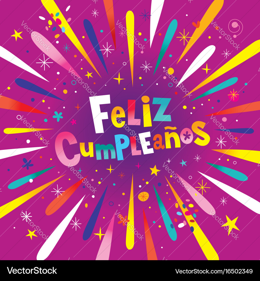 Feliz Cumpleanos Happy Birthday In Spanish Card Vector Image with Free Printable Happy Birthday Cards In Spanish
