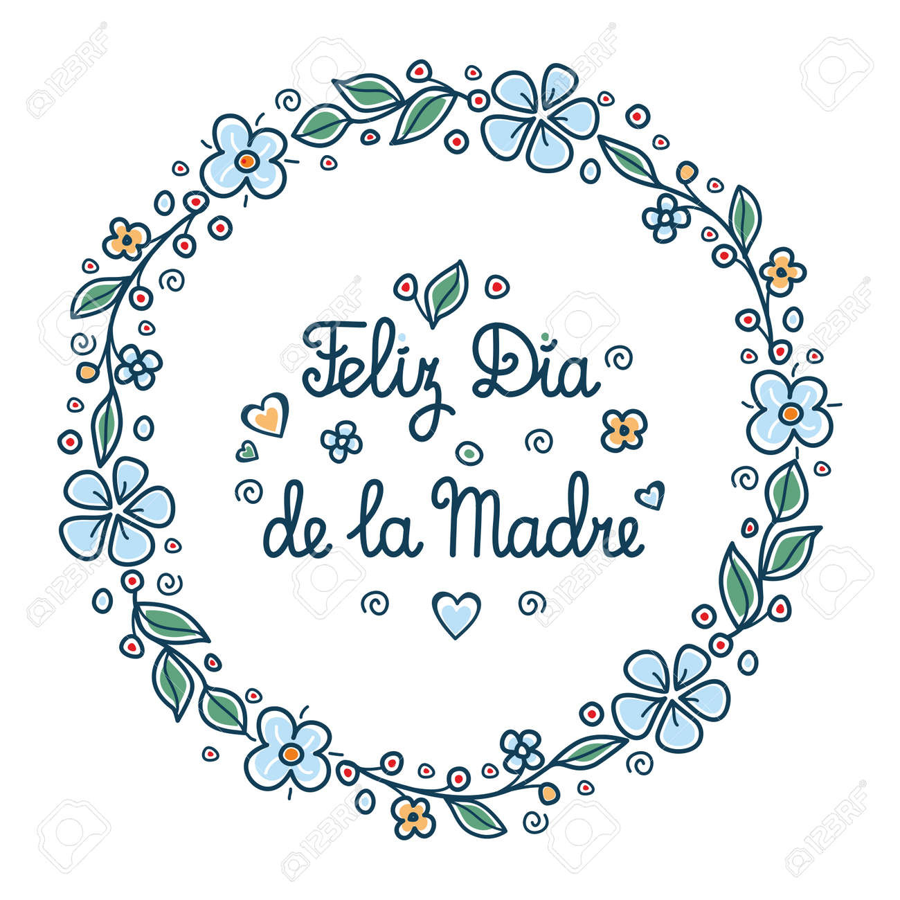 Feliz Dia De La Madre Mothers Day Card Round Flower Frame Moms for Free Spanish Mothers Day Cards Printable
