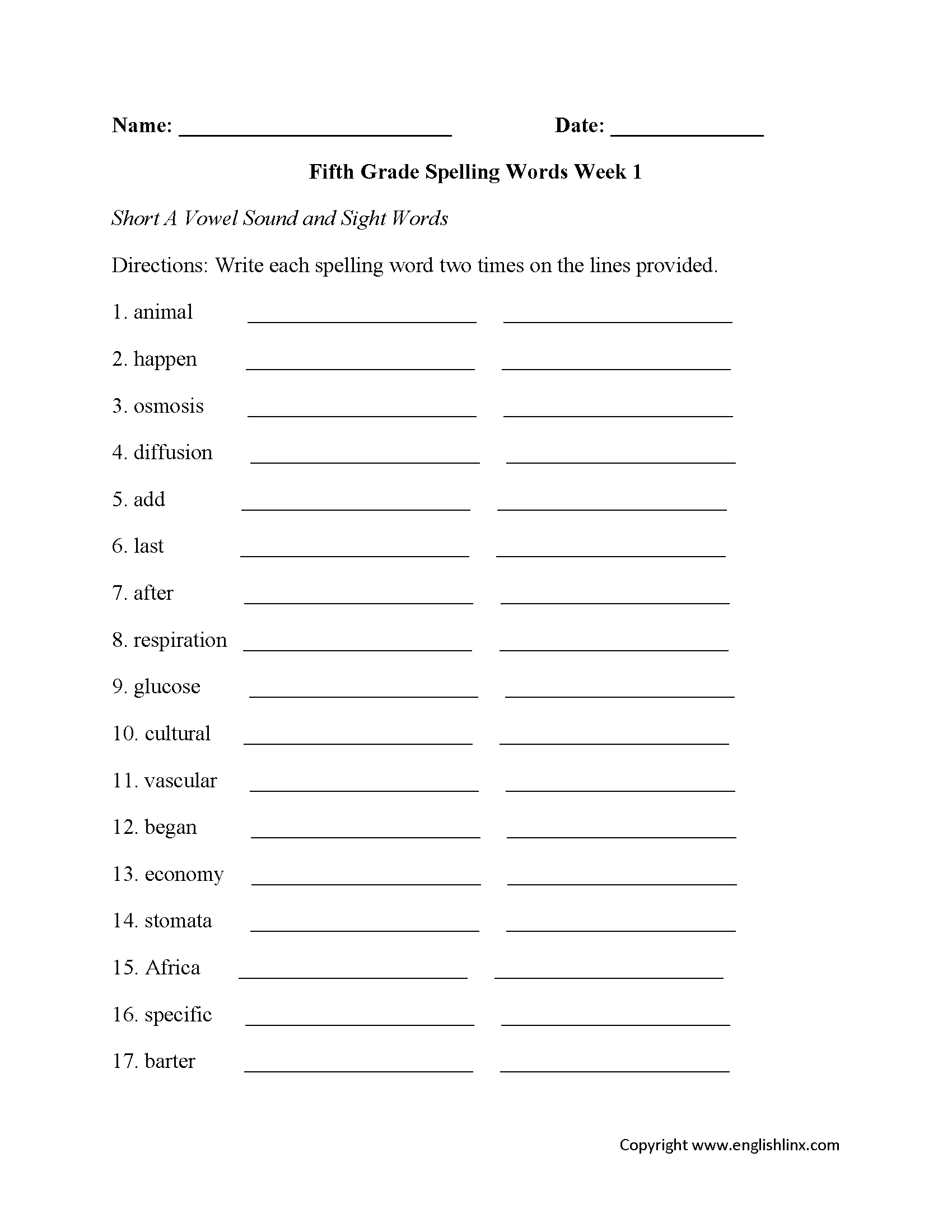 Fifth Grade Spelling Worksheets | Printable Word Lists & Weekly pertaining to Free Printable Spelling Worksheets For 5Th Grade