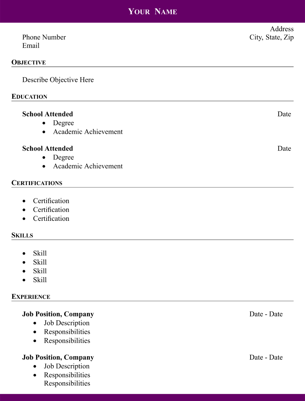 Fill In Blank Resume - 10 Free Pdf Printables | Printablee intended for Free Printable Fill In The Blank Resume Templates