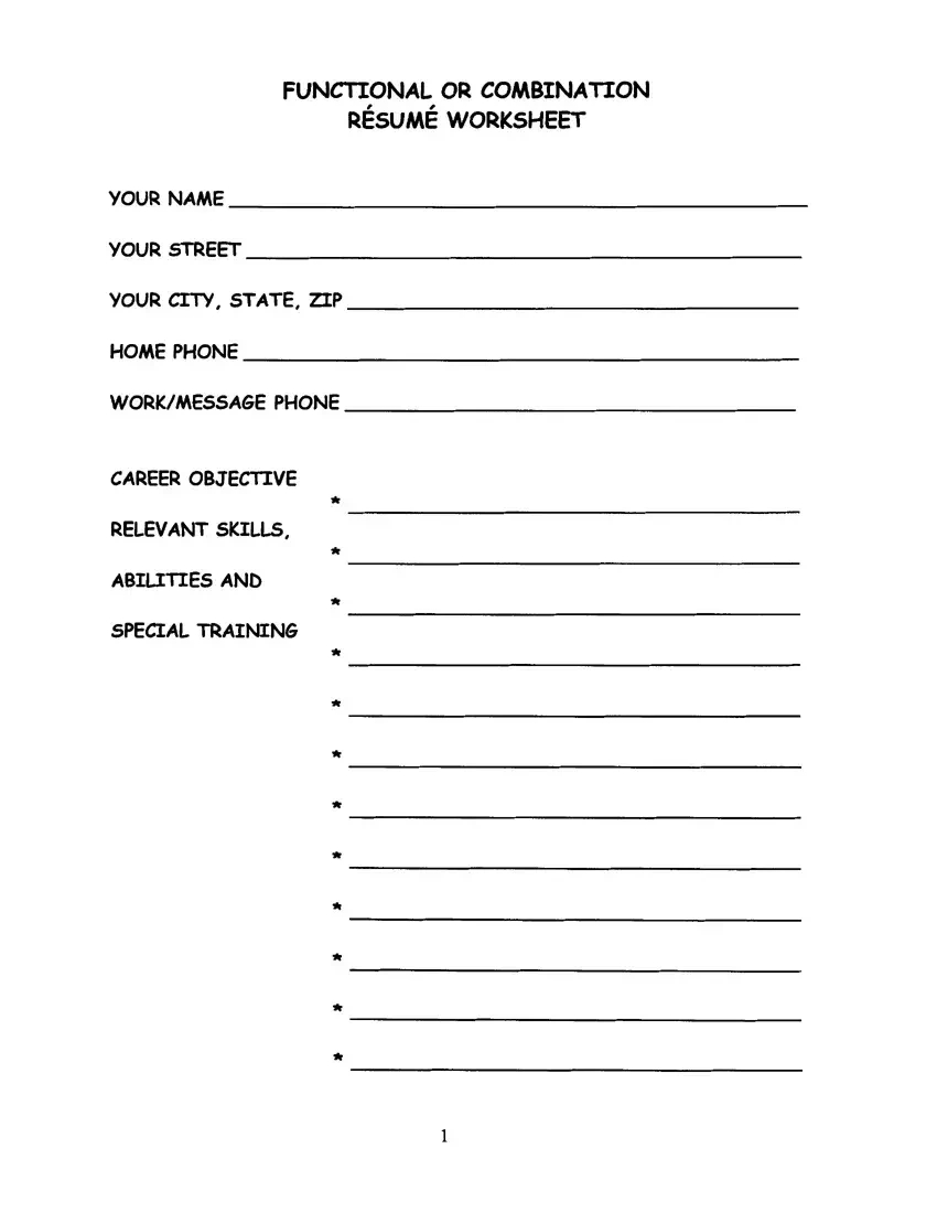 Fill In The Blank Resume Worksheet Pdf Form - Formspal for Free Printable Fill In The Blank Resume Templates