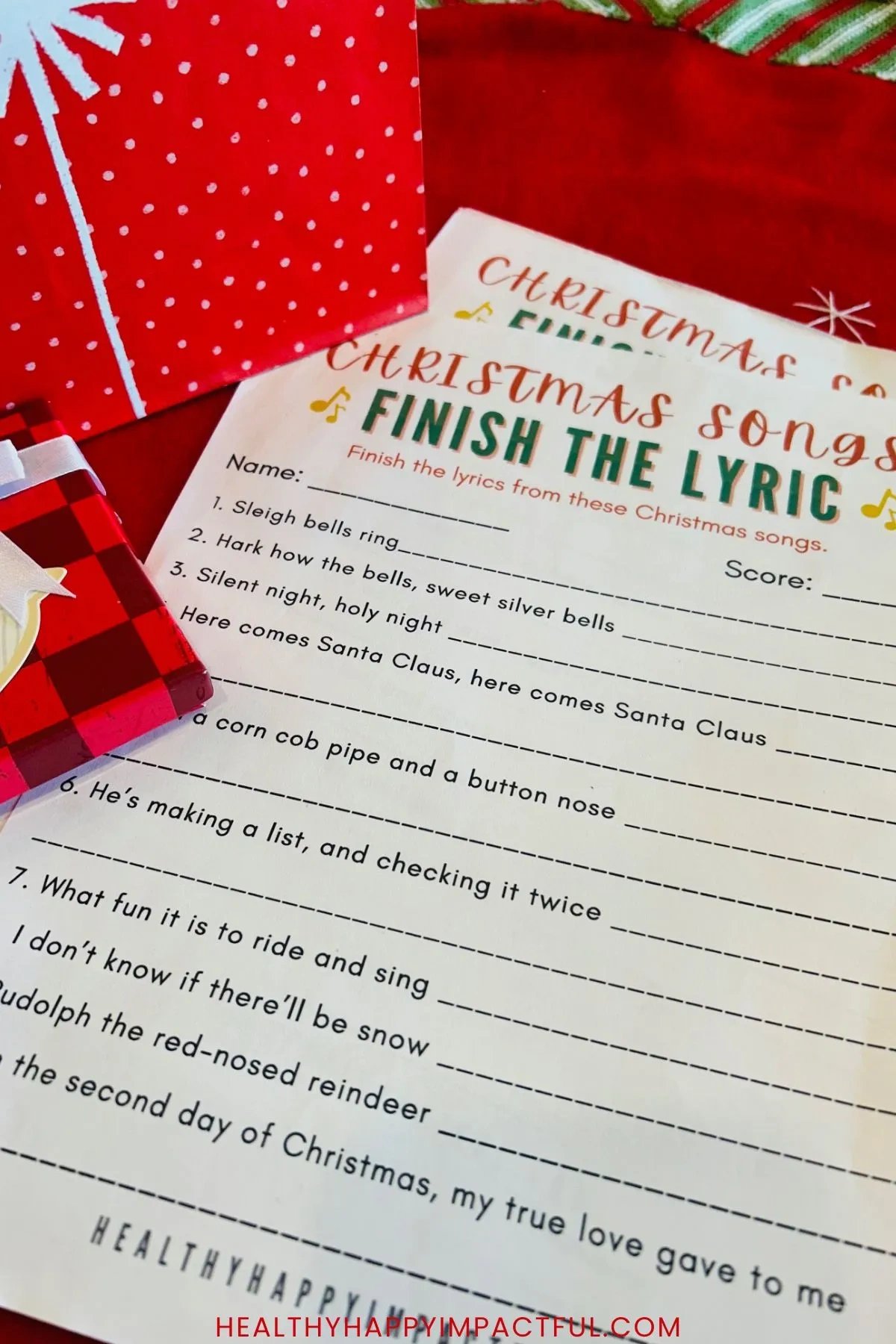 Finish The Christmas Songs Lyrics: The Fun Holiday Game & Gift Swap for Christmas Song Lyrics Game Free Printable