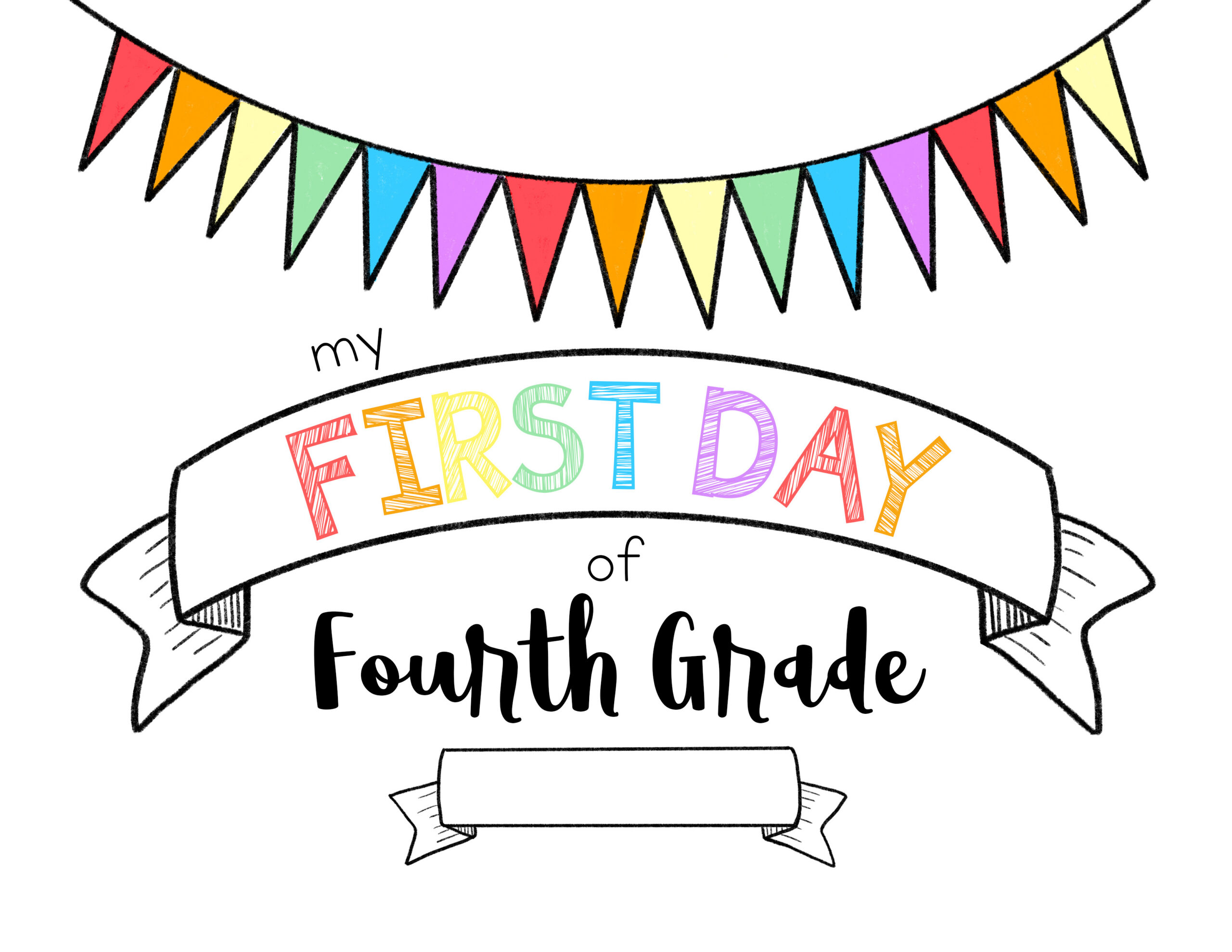 First Day Of 4Th Grade Color - Meganhstudio in First Day Of Fourth Grade Free Printable