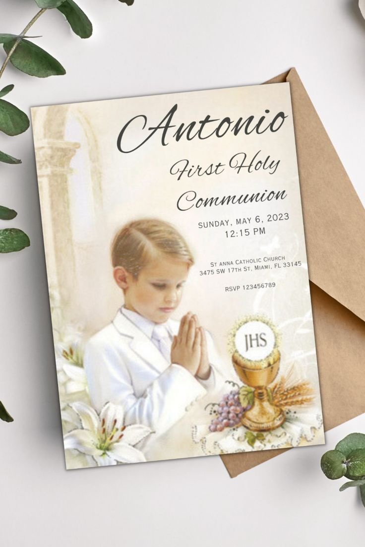 First Holy Communion Invitation Template, Editable First Communion pertaining to First Holy Communion Cards Printable Free